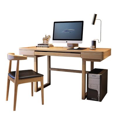 China Extendable YMSC Solid Wood Office Desk Wooden Computer Desk Office Furniture With Keyboard Tray for sale