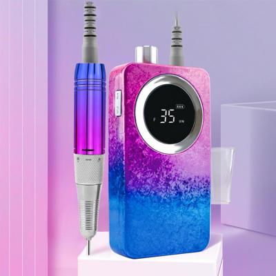 China Polish Surface 2022 Blue and Pink Gradient Professional Electric Nail Drill Machine with One Set Replaceable Nail Drill Pen for sale