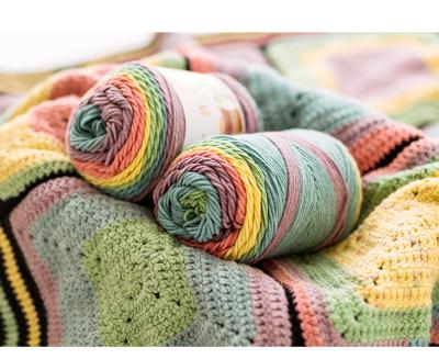 China Anti-pilling Crochet Yarn 100g Acrylic Rainbow Cotton Blend Yarn for sale