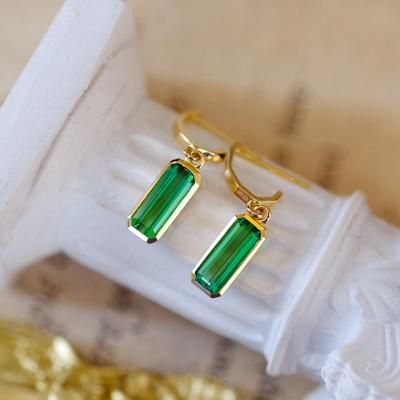 China Traditional Green Tourmaline Earrings In 14K Yellow Gold Jewelry For Women for sale