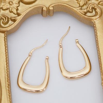 China Traditional Polished U Earrings 14K 18K 24K Yellow Gold Jewelry for sale