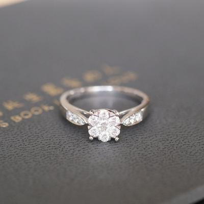 China Delicate Classic Jewelry Diamond Flower Finger Ring Engagement Party 14K 18K 24K White Gold TRENDY Custom Jewelry Real for sale