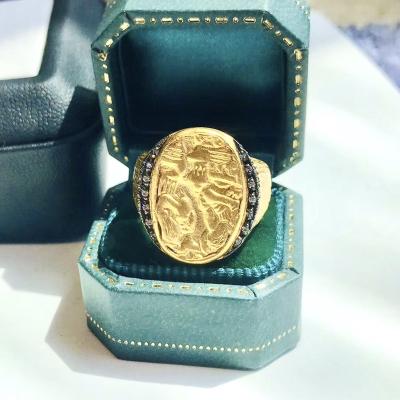 China Wholesale Trendy Punk Jewelry Turkey Seal Rings Greek Myth Mens Womens Rings Silver 925 18K Gold Plated for sale