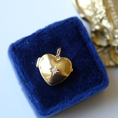 China Charm Photo Pendant Gold Filled Heart Shape Charm 14K Yellow Gold Star Diamond for sale