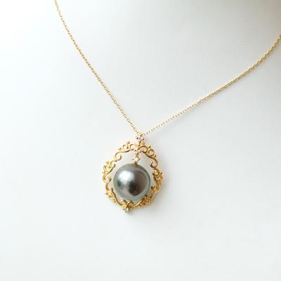 China Charm Tahitian Pearl Jewelry 14K 18K 24K Yellow Gold Black Pendant Charms for sale