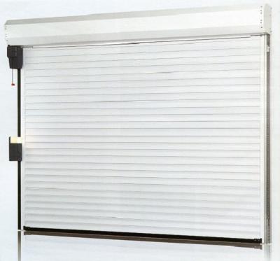 China Waterproof Built In Horizontal Rolling Gear Electronic Shutter Doors White External Stainless Steel Electric Window Door for sale