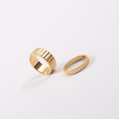 China BOHEMIA Aretas anti tarnish jewelry accessories Stainless Steel gold plated irregular line stainless steel wide wave male ring for sale