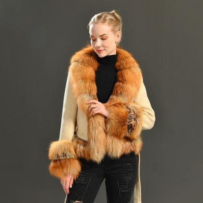 China Wholesale New Design Winter OEM Women Red Fox Fur Trim Luxury Fur Cuffs Anti-wrinkle Fashion Sexy Women's Wool Coats Tweed for sale