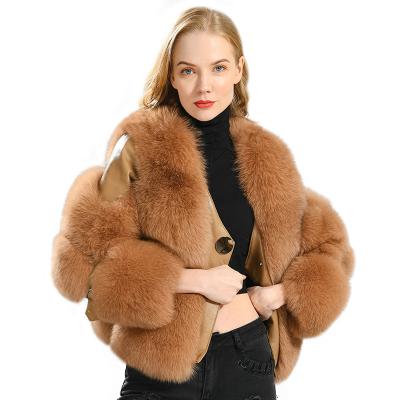 China Factory Sale Fox Fur Waterproof Warm Natural Fur Coat For Women Fur Coats Sheepskin Coats Jackets for sale