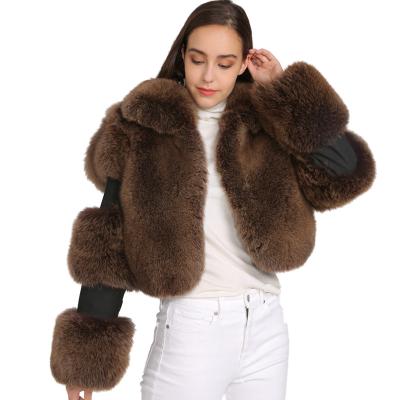 China Fashion Fox Fur Coat Short Style Big Fox Fur Collar Winter Female Sexy High Quality Breathable Women's Wholesale Hot Popular Trend for sale