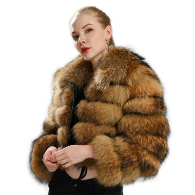 China Wholesale Breathable Luxury Winter Women's Warm Real Raccoon Fur Jacket Coat for sale