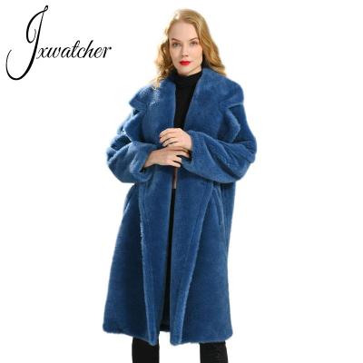 China Winter QUICK DRY Oversized Clothing Jxwatcher Stylish Ladies Lambs Long Collar Genuine Shearling Fur Coat Women Winter Shearling Teddy Coat for sale