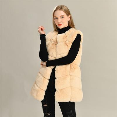 China High Quality Cheap Anti-wrinkle Vest Female Artificial Fur Long Sleeveless Inside Women's Faux Fur Coats Wholesale for sale