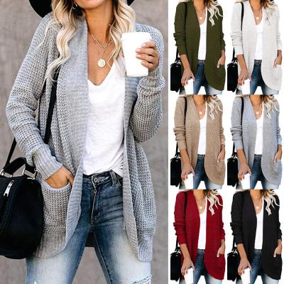 China Winter Fashion Women's 100%Acrylic Anti-pilling Long Sleeve Loose Plus Size Cardigan Coat Long Knitted Embossed Sweaters for sale