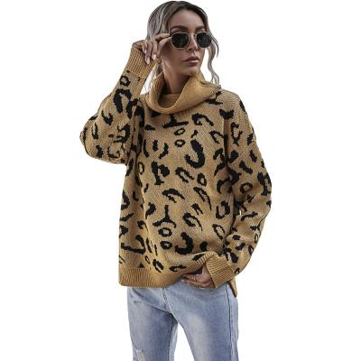 China Lday women's anti-pilling autumn and winter fashion jacquard grain O-neck leopard lapel long sleeve sweater knitting sweater female clothes for sale