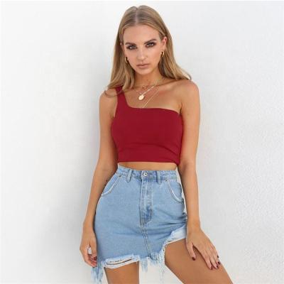 China The 2021 new summer QUICK DRY fashionable ladies full sleeveless vest shoulder women crop backless tops one for sale