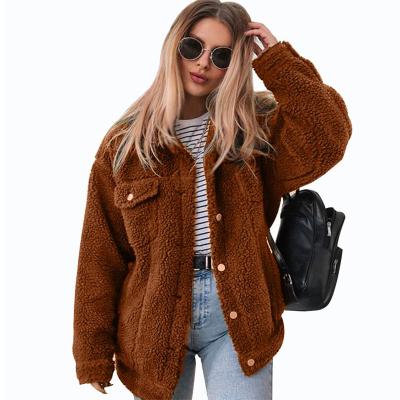 China 2021 Fashion Women's Single Breasted Lambswool Coat Breathable Wholesale Soft Jacket Lady Winter And Autumn Casual Plus Size Warm for sale