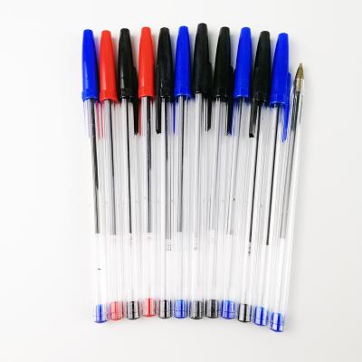 China School Ball Pen Hot Wholesales Cheap Plastic Transparent Tip Stick Pens For Promotions And School Supplies for sale