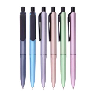 China School Ball Pen Wholesales Advertising Colorful Stationery Barrel Click Press Comfortable Ballpoint Pens With Clear Clip for sale