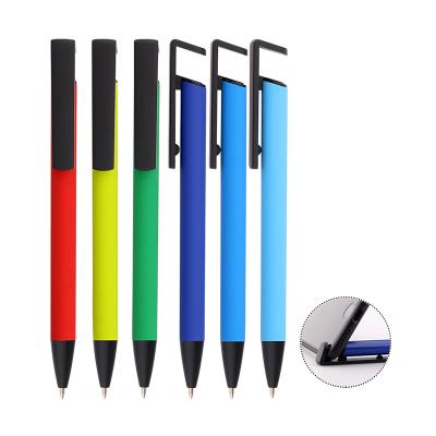 China Customized School Ball Pen Advertising Office Metal Promotional Aluminum Ballpoint Pens With Phone Holder for sale