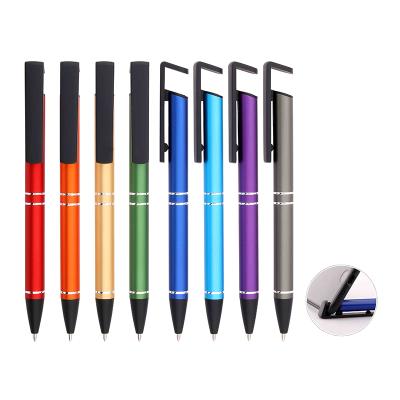 China School Ball Pen Advertising Metal Desk Customized Aluminum Ballpoint Pens With Phone Holder And 2 Rings for sale