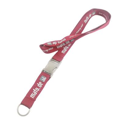 China Safety Holder Wholesales Custom Strong Durable 2.5cm Width Nylon Lanyard With Metal Safety Buckle And Slot Ring for sale