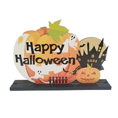 China 2021 High Quality Wholesale Wooden Ghost Alphabet Jack-o-lantern Festival Halloween Decorations Office Indoor Supplies for sale