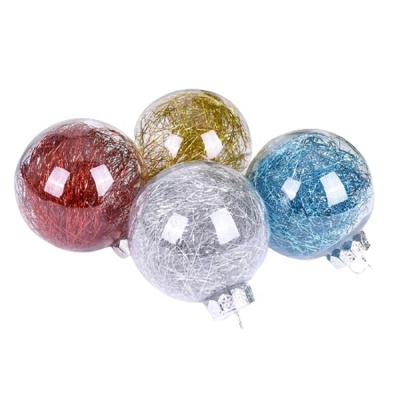 China Eco-Friendly Hot Selling Plastic Decorative LED Christmas Balls Ornaments Clear Transparent 8cm Gifts For Xmas Holiday for sale