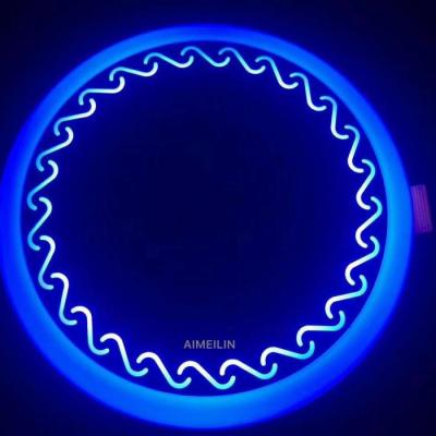 China Ultra Thin Modern LED Round Panel Light Indoor Double Color 12+4W Insulated Driver AC85-265V LED Ceiling Lamp for sale