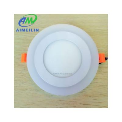 China Modern Frameless Elegant Design 3+3W Double Color Round Uninsulated Panel Light LED Ceiling Panel Lamp for sale