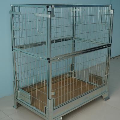 China Wire Mesh Storage Cages Stock Metal Heavy Duty Container 2 Layers for sale