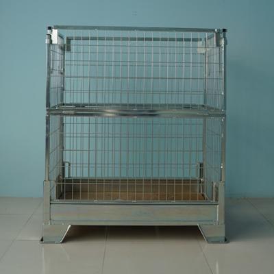 China Warehouse Storage Cages Metal Stackable Pallet Cage Wire Container Type for sale