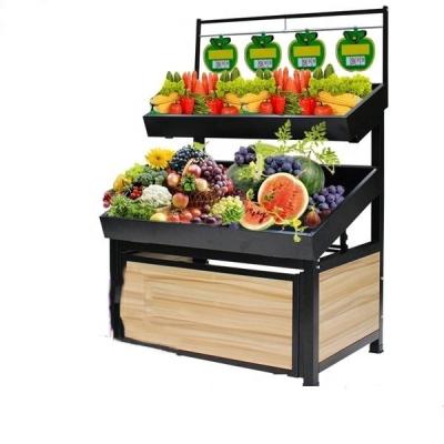 Chine Métal multi de présentoir de fruits et légumes de couche et taille en bois de client à vendre