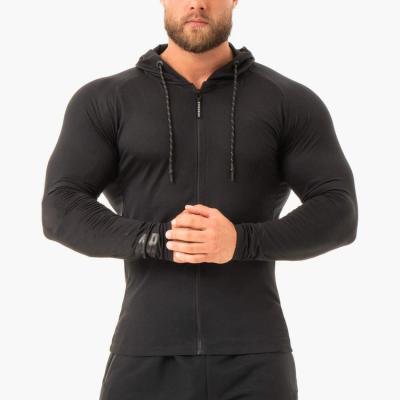 China Custom Logo Blank Velor Fitness Sport Breathable Black Fashion Simple Gym Tracksuit With Full Zipper For Men for sale