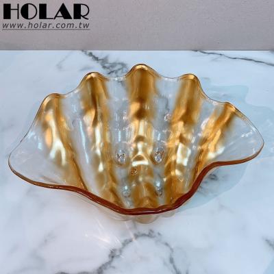 China [Holar] Taiwan Viable Plastic Plated Fruit Bowl Made 1 Liter Gold Style With Shell Shape for sale