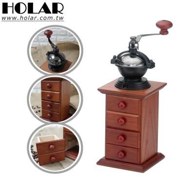 China New Design Low Noise Retro Large [Holar] Wooden Manual Coffee Grinder With Ceramic Burrs for sale