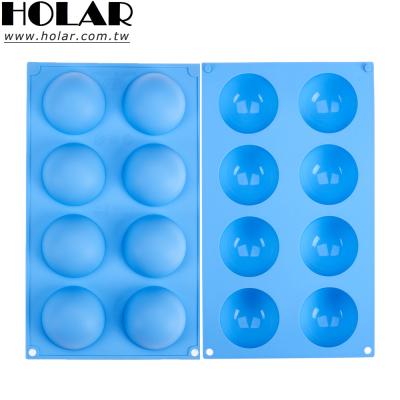 China [Holar] Viable Taiwan Made Food Grade 8 Holes Semi Sphere Silicone Molds For Brownie Cupcake for sale