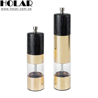 China [Holar] NEW Viable Professional Manual Salt Pepper Grinder with Black Marble and Gold Design for sale