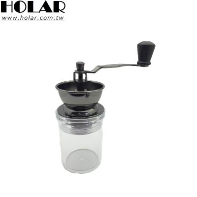 China [Holar] Portable Taiwan Made Manual Coffee Grinder with Clear Acrylic Body and Crank for sale