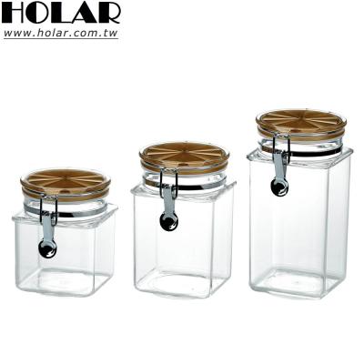 China Minimalist [Holar] Taiwan Made Stylish Plastic Food Jar With Champagne Color Design Lid for sale