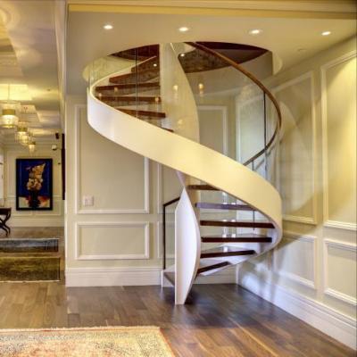 China Space Saving Hot Selling Elegant Solid Wood Stairs Design Solid Oak Spiral Staircase for sale