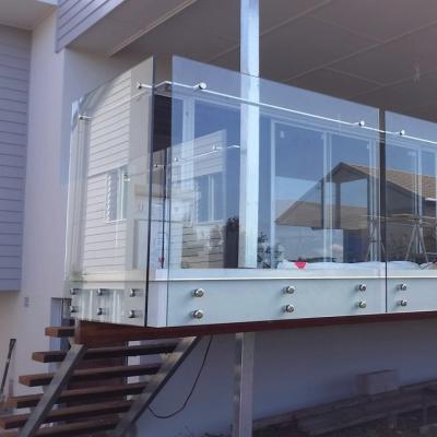 China Modern Cement Balcony Railing Designs Frameless Side Mounted Staircase Glass Railing for sale