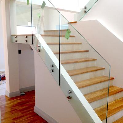 China modern modern stair railing interior design brushed tempered glass standoff balustrades for staircase for sale