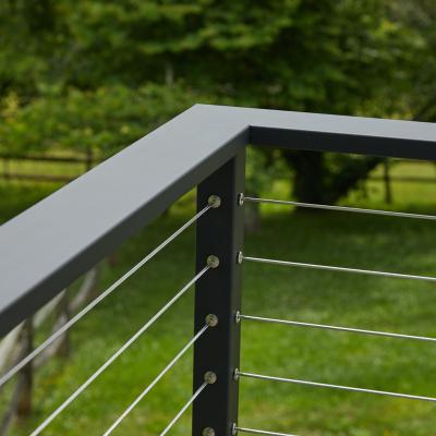 China Customized Modern Black 2x2 Cable Rail Post With Top Railing Steel Cable Deck Rail System From Foshan Rail Factory for sale