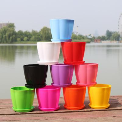 China Creative Simple Indoor Balcony Table Top Desktop Petal Flowerpot Colorful Open Circular Plastic Potted Flowerpot Modern Fleshy for sale