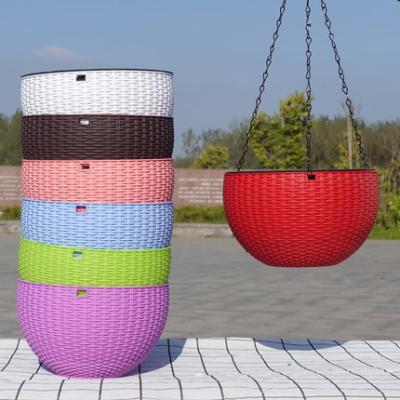 China Good Quality Pastoral Plastic Colorful Hanging Basket Chlorophytum Flower Pot for sale