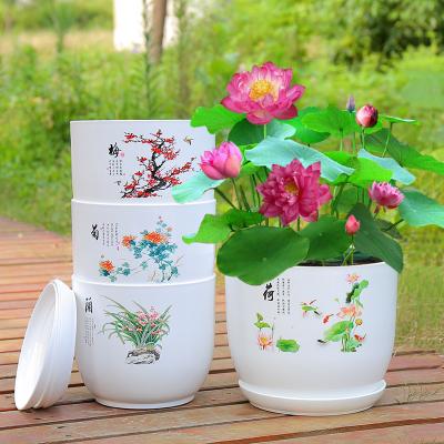 China New Melamine Flowerpot Large Flower Pot Modern Plastic Resin Soil Hydroponic Basin Balcony Planting Vegetables Flowers And Succulents for sale