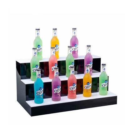 China Changeable Color Custom Design Clear Mounted LED Lighted Color Changing Acrylic Beer Display For Liquor Bottle Glorifier Bar Led Display Stand for sale