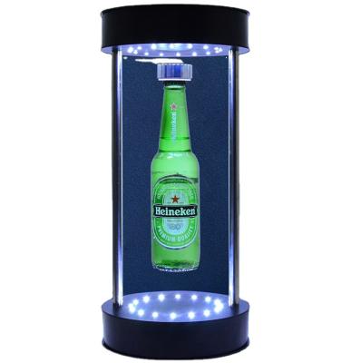 China Custom Logo Display Cabinet Levitation Suspended Beer Advertising Display Stretches Magnetic Floating Wine Bottles Display Rack for sale