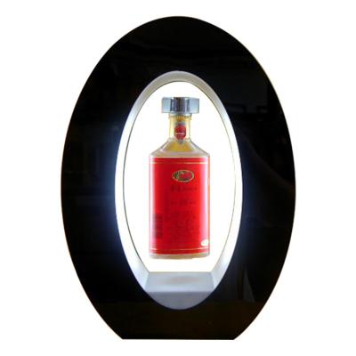 China Custom Logo Wine Display Stand Hanging Levitating Acrylic Advertising Display Stretches Magnetic Floating Wine Bottles Display Stand for sale